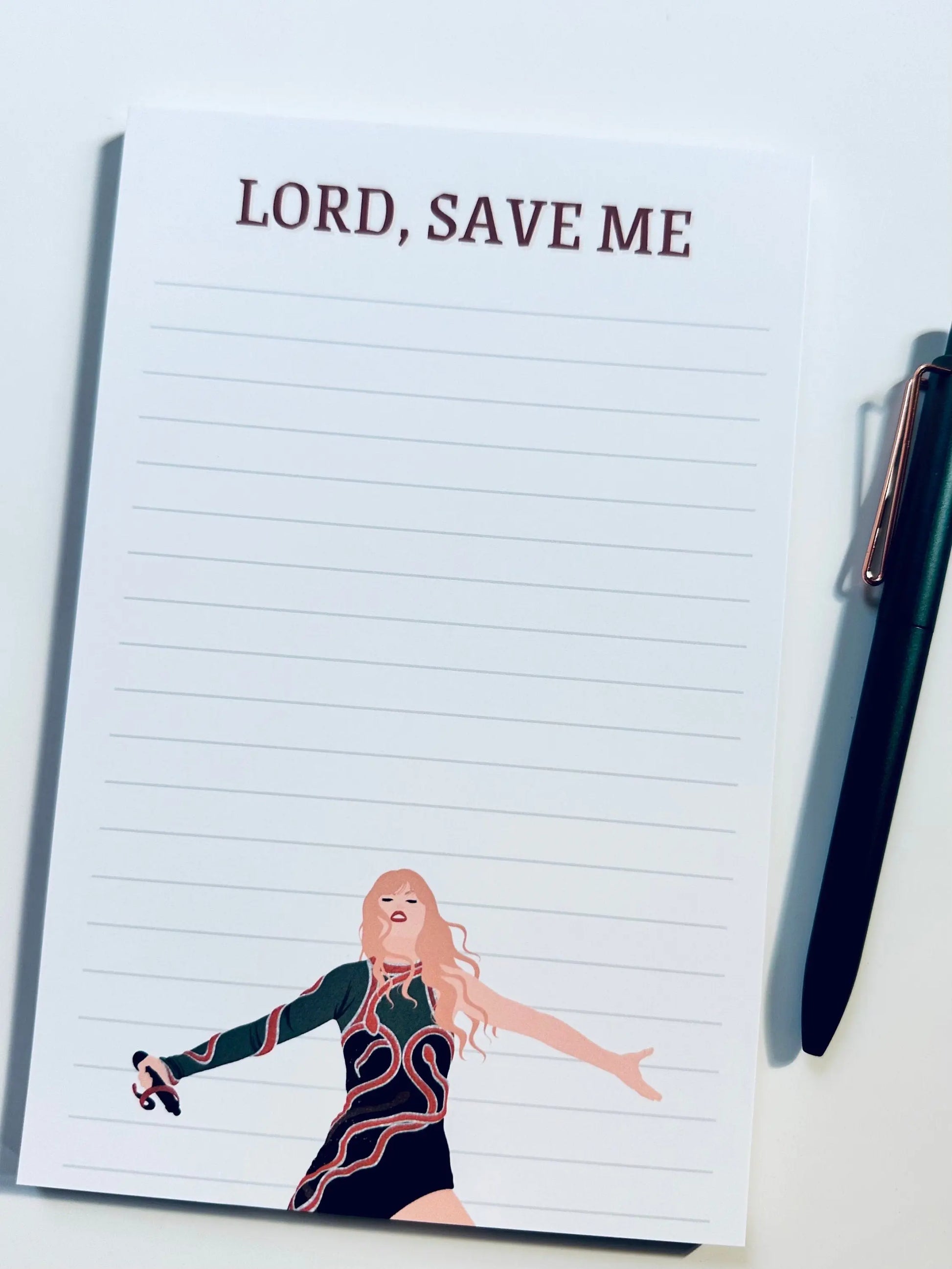 Pop Culture Queen Half (5.5x8.5") & Quarter Page Notepad, Reputation Era Merch, Lord Save Me Don't Blame Me Notepad, TS Take me to Church maedaymaedaymaeday