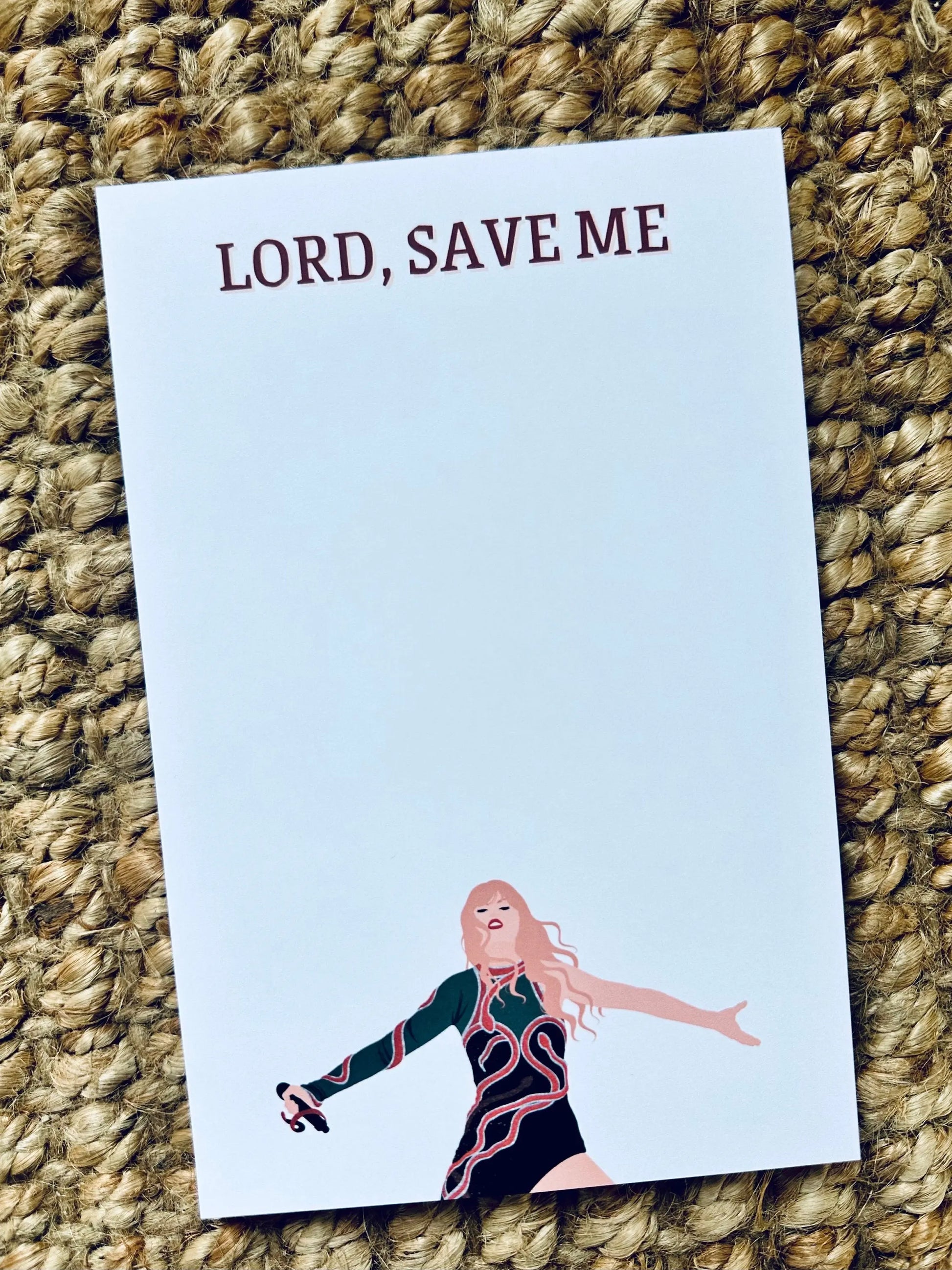 Pop Culture Queen Half (5.5x8.5") & Quarter Page Notepad, Reputation Era Merch, Lord Save Me Don't Blame Me Notepad, TS Take me to Church maedaymaedaymaeday