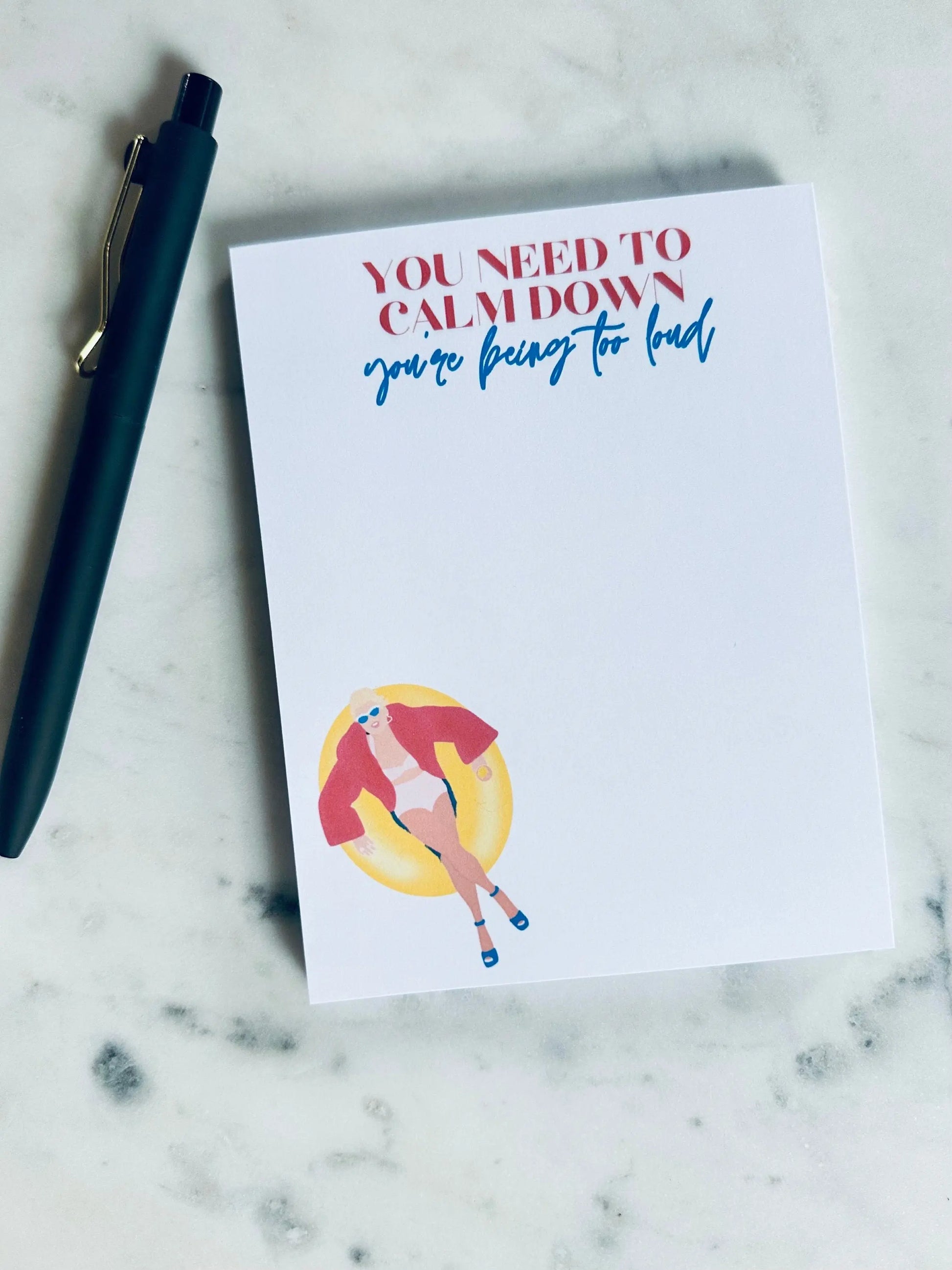 Pop Culture Queen Half (5.5x8.5") & Quarter Page Notepad, You Need to Calm Down, You're Being too Loud, Lover Eras Merch
