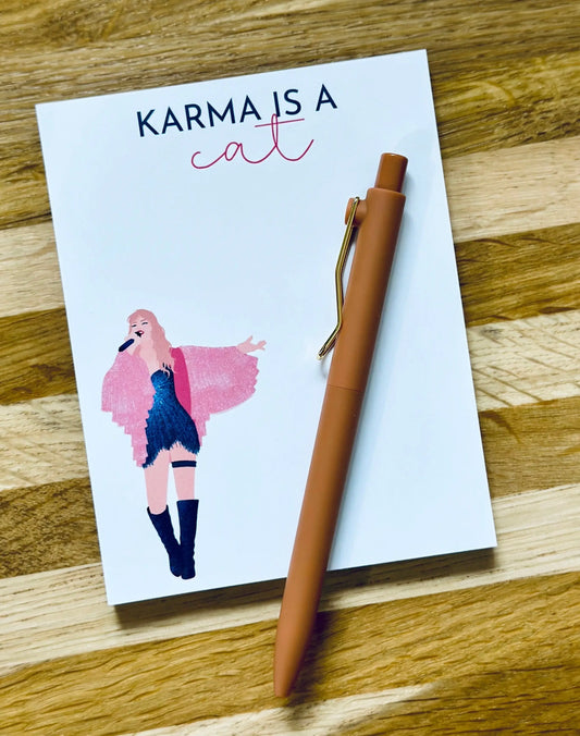 Pop Culture Queen Quarter Page Notepad, Midnights Notepad, Karma is a Cat, In My Notepad Era, Eras Merch, 5.5x4.25 50 Page Notepad maedaymaedaymaeday