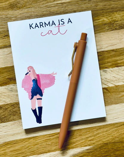 Pop Culture Queen Quarter Page Notepad, Midnights Notepad, Karma is a Cat, In My Notepad Era, Eras Merch, 5.5x4.25 50 Page Notepad