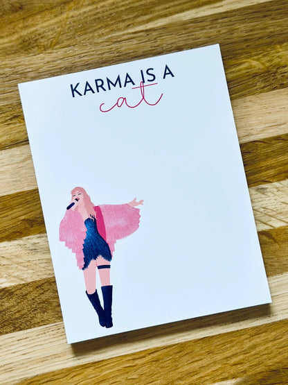 Pop Culture Queen Quarter Page Notepad, Midnights Notepad, Karma is a Cat, In My Notepad Era, Eras Merch, 5.5x4.25 50 Page Notepad