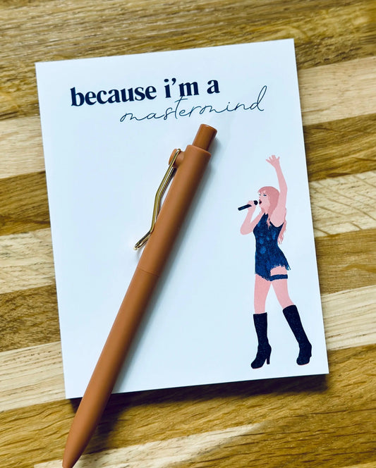 Pop Culture Queen Quarter Page Notepad, Midnights Notepad, because I'm a Mastermind, In My Notepad Era, Eras Merch, 5.5x4.25 50 Page Notepad maedaymaedaymaeday