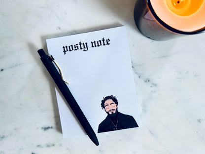 Posty Note Notepad, Malone Inspired Quarter Page Notepad, Fortnight Eras Merch, 5.5x4.25 50 Page Notepad maedaymaedaymaeday