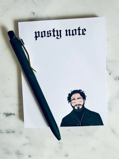 Posty Note Notepad, Malone Inspired Quarter Page Notepad, Fortnight Eras Merch, 5.5x4.25 50 Page Notepad maedaymaedaymaeday