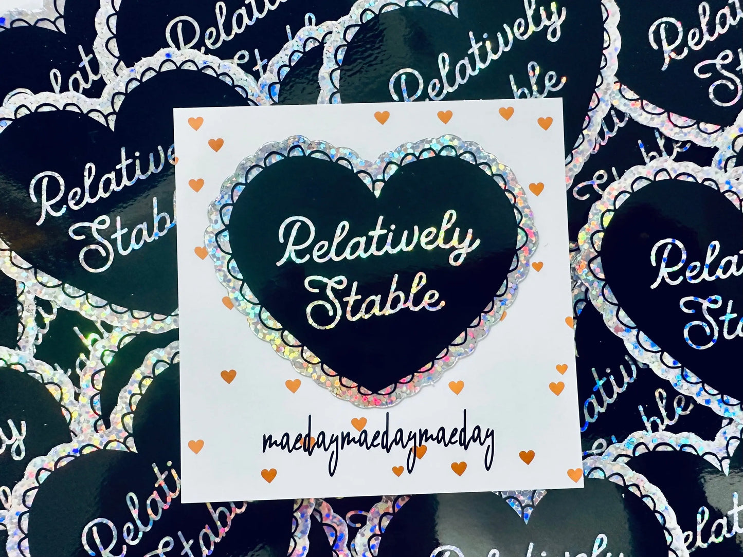 Relatively Stable Heart Sticker, Mental Health Sticker, Trendy Sticker for Kindle, Laptop, Best Selling Permanent Sticker maedaymaedaymaeday