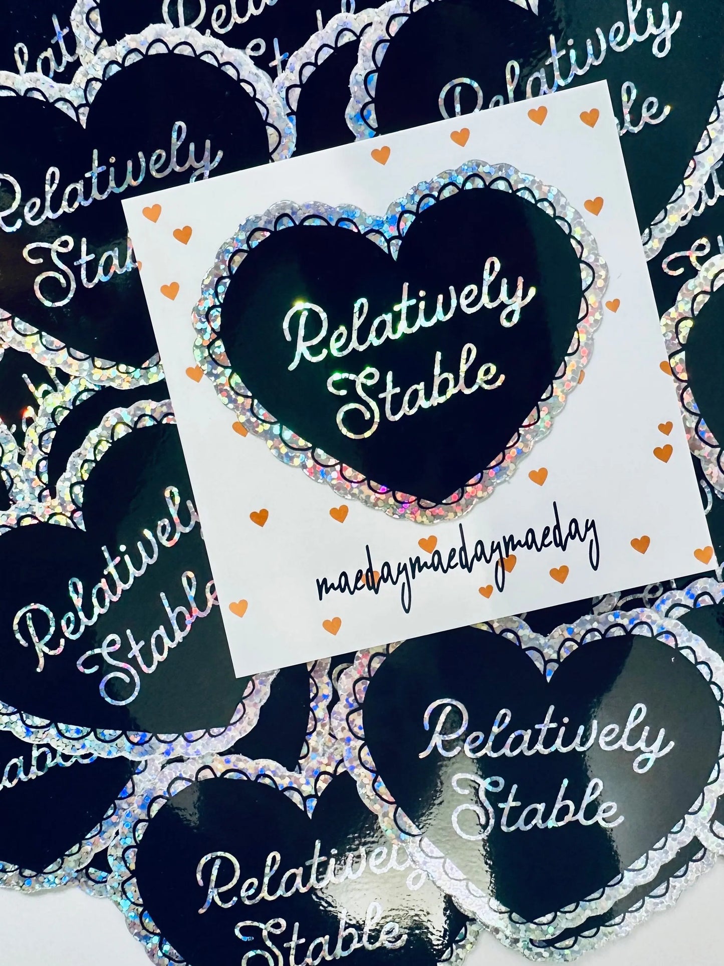 Relatively Stable Heart Sticker, Mental Health Sticker, Trendy Sticker for Kindle, Laptop, Best Selling Permanent Sticker maedaymaedaymaeday