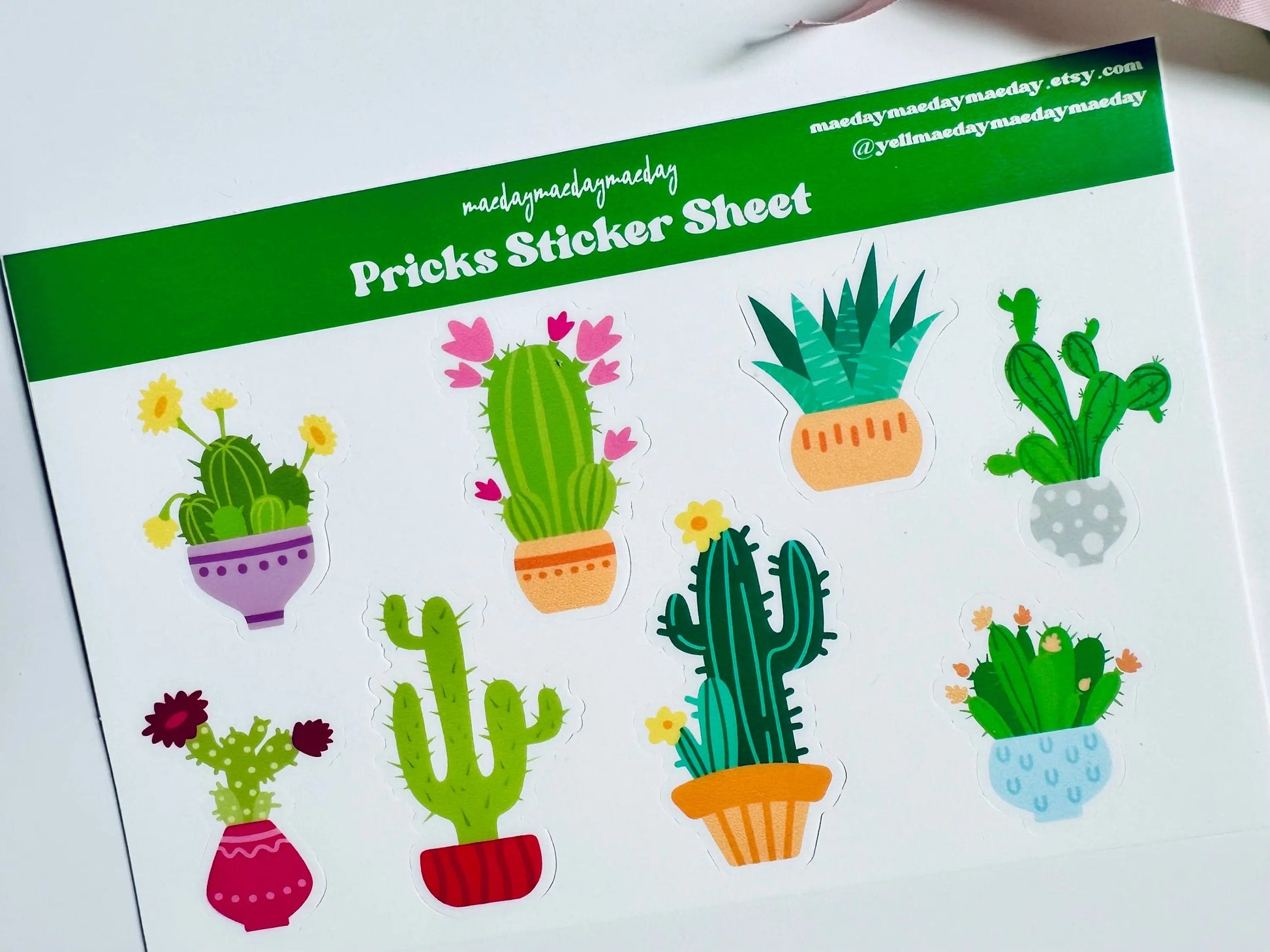 Potted Pricks Sticker Sheet, Potted Cactus/Succulent Stickers, House Plant, Plant Mom Aesthetic, Planning & Journaling Stickers Weatherproof maedaymaedaymaeday