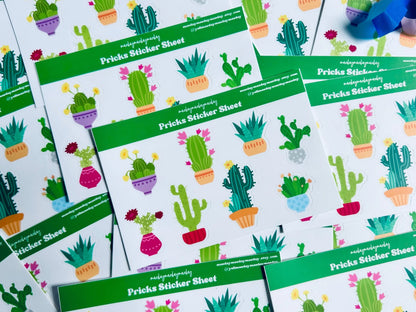 Potted Pricks Sticker Sheet, Potted Cactus/Succulent Stickers, House Plant, Plant Mom Aesthetic, Planning & Journaling Stickers Weatherproof maedaymaedaymaeday