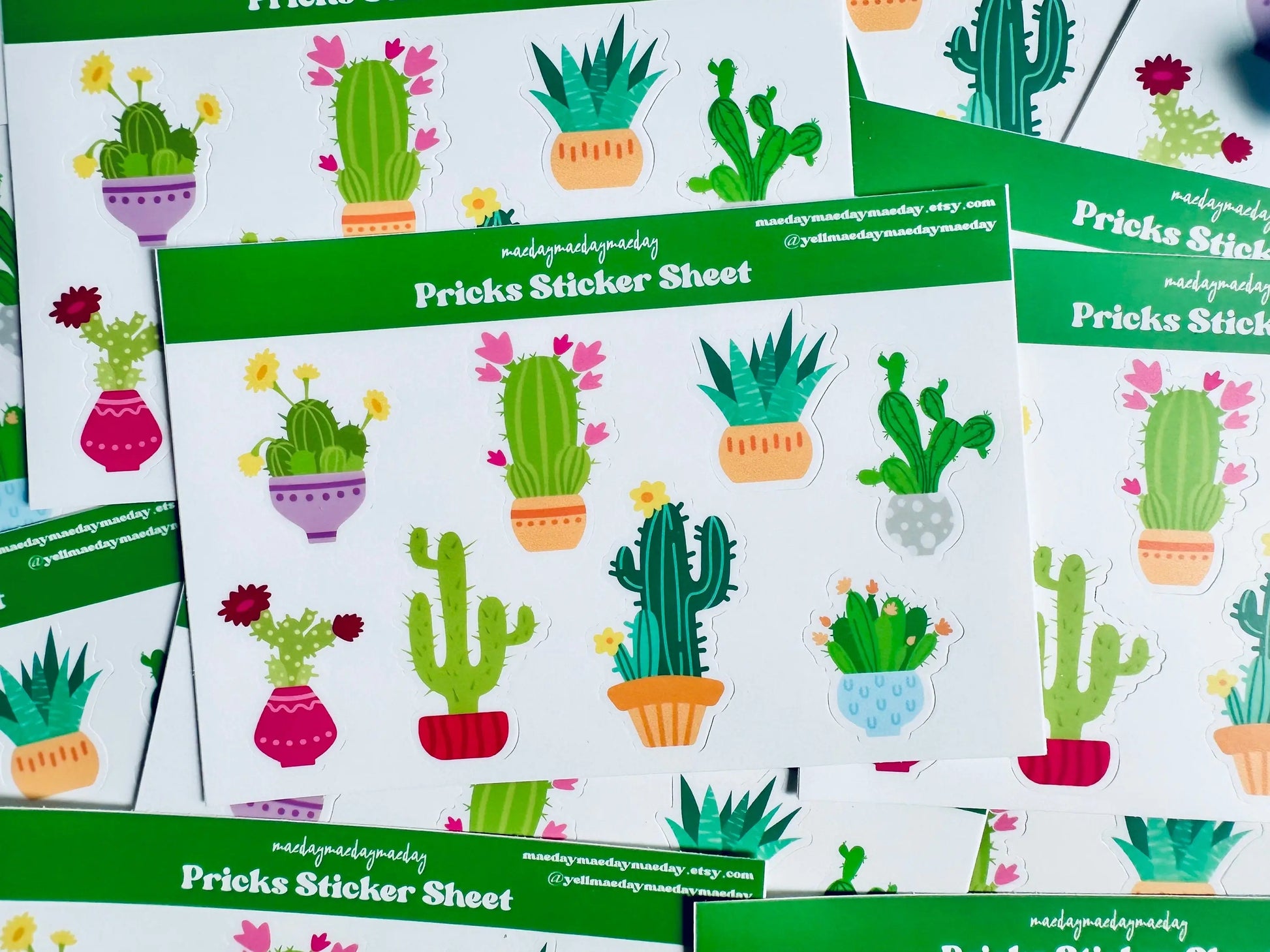 Potted Pricks Sticker Sheet, Potted Cactus/Succulent Stickers, House Plant, Plant Mom Aesthetic, Planning & Journaling Stickers Weatherproof maedaymaedaymaeday