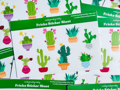 Potted Pricks Sticker Sheet, Potted Cactus/Succulent Stickers, House Plant, Plant Mom Aesthetic, Planning & Journaling Stickers Weatherproof maedaymaedaymaeday