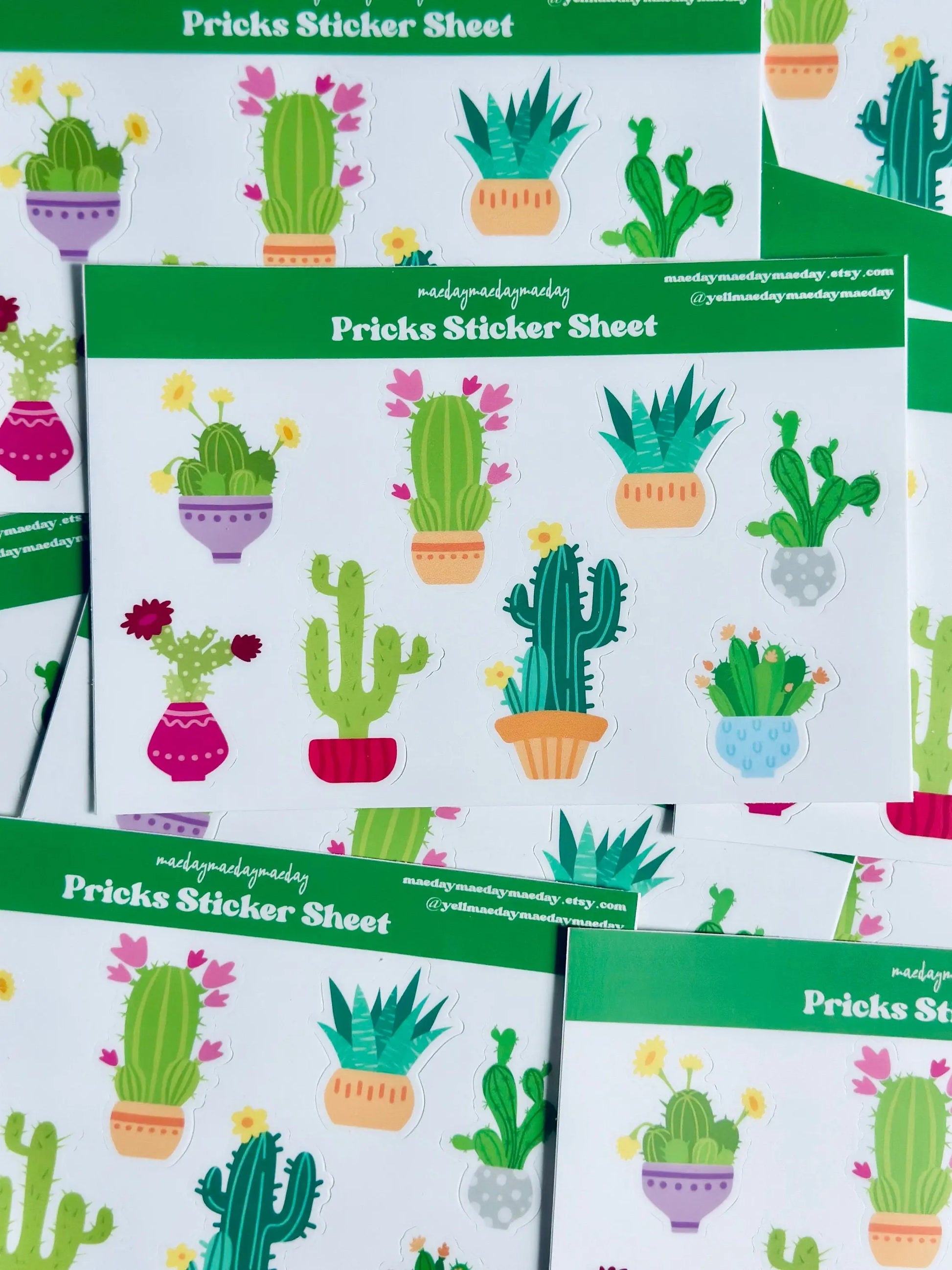 Potted Pricks Sticker Sheet, Potted Cactus/Succulent Stickers, House Plant, Plant Mom Aesthetic, Planning & Journaling Stickers Weatherproof maedaymaedaymaeday