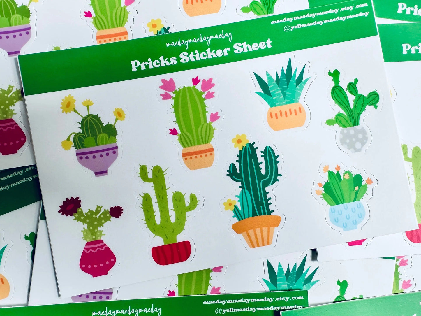 Potted Pricks Sticker Sheet, Potted Cactus/Succulent Stickers, House Plant, Plant Mom Aesthetic, Planning & Journaling Stickers Weatherproof maedaymaedaymaeday