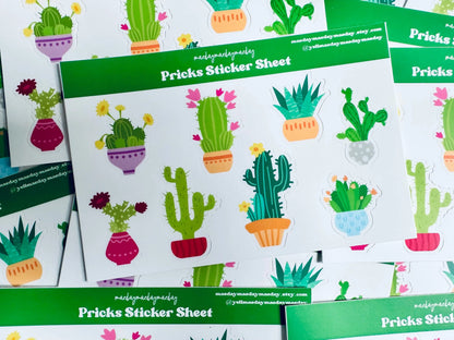 Potted Pricks Sticker Sheet, Potted Cactus/Succulent Stickers, House Plant, Plant Mom Aesthetic, Planning & Journaling Stickers Weatherproof maedaymaedaymaeday