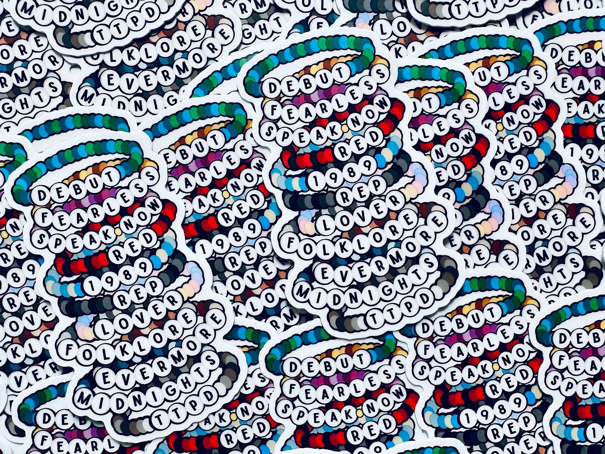 Swift Inspired, Album Friendship Bracelet Sticker, TTPD, Midnights,Folklore, Lover, Reputation, 1989, Red Sticker, Eras Weatherproof Sticker maedaymaedaymaeday
