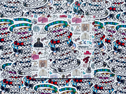 Swift Inspired, Album Friendship Bracelet Sticker, TTPD, Midnights,Folklore, Lover, Reputation, 1989, Red Sticker, Eras Weatherproof Sticker maedaymaedaymaeday