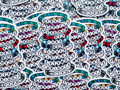Swift Inspired, Album Friendship Bracelet Sticker, TTPD, Midnights,Folklore, Lover, Reputation, 1989, Red Sticker, Eras Weatherproof Sticker maedaymaedaymaeday