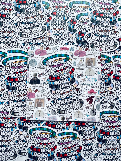 Swift Inspired, Album Friendship Bracelet Sticker, TTPD, Midnights,Folklore, Lover, Reputation, 1989, Red Sticker, Eras Weatherproof Sticker maedaymaedaymaeday