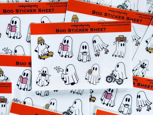 Waterproof Halloween Ghost, Everyday Ghost Stickers, Boo Spooky Ghost Sticker Sheet, Kindle, Planning & Journaling Stickers maedaymaedaymaeday