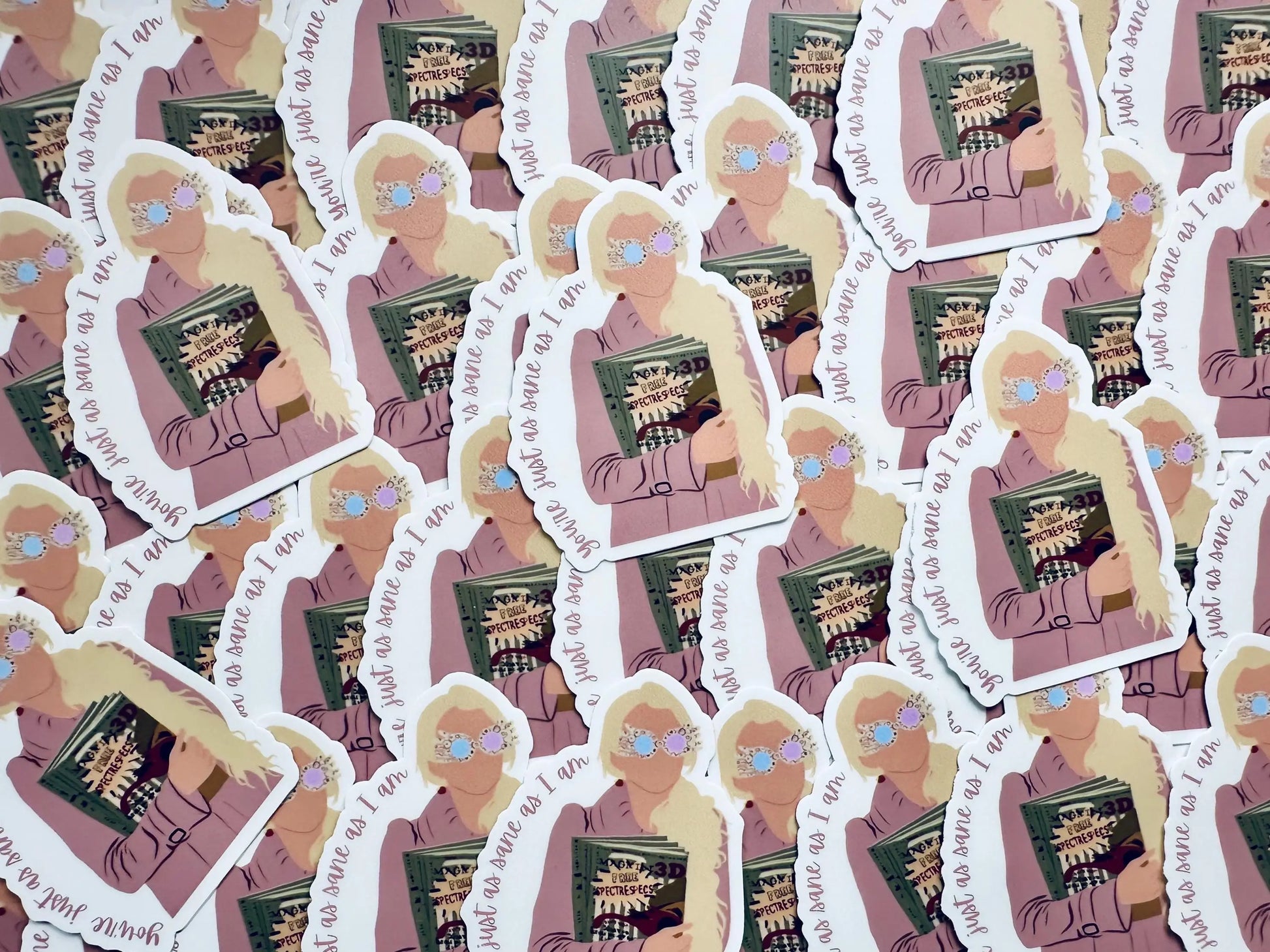You're Just as Sane as I Am, Wizarding World Sticker, Luna Inspired Trendy Sticker for Kindle, Laptop, Water Bottle maedaymaedaymaeday