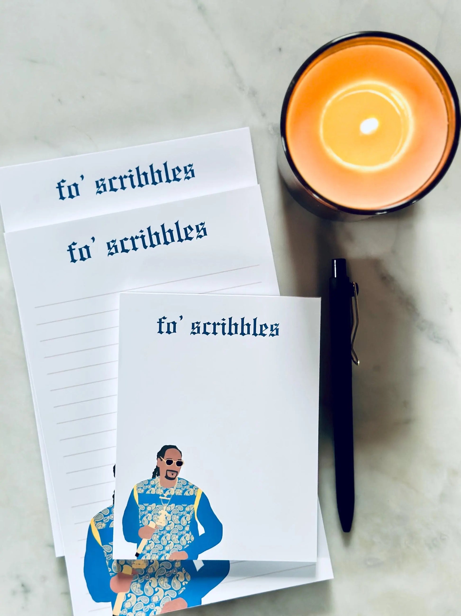 fo' scribbles Pop Culture Half (5.5x8.5") & Quarter Page Notepad, Rap Inspired Notepad