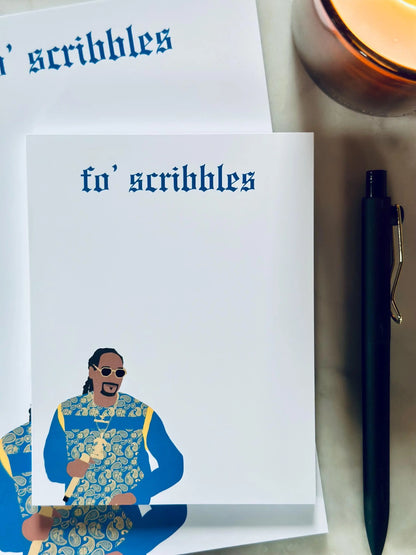 fo' scribbles Pop Culture Half (5.5x8.5") & Quarter Page Notepad, Rap Inspired Notepad