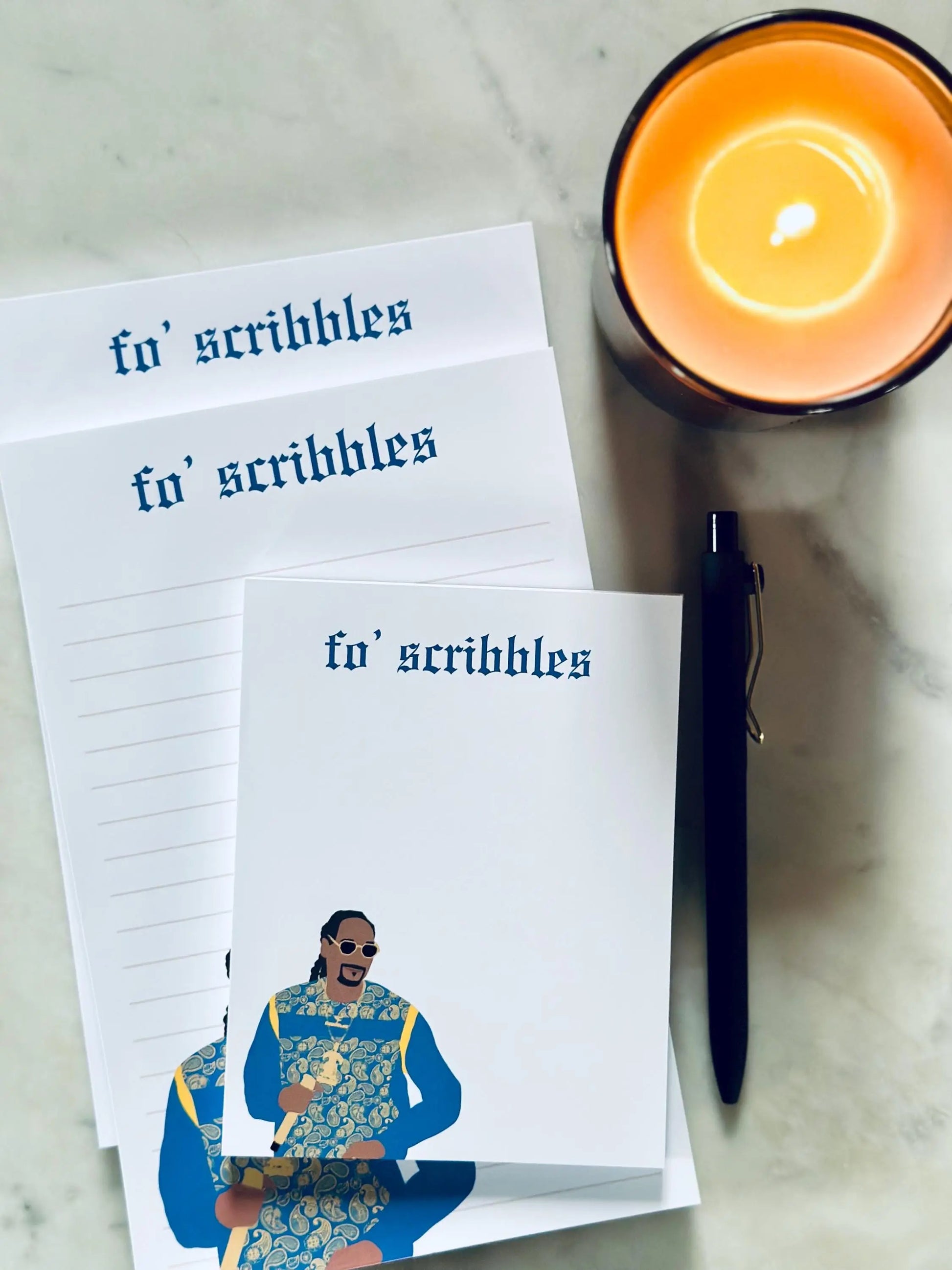 fo' scribbles Pop Culture Half (5.5x8.5") & Quarter Page Notepad, Rap Inspired Notepad