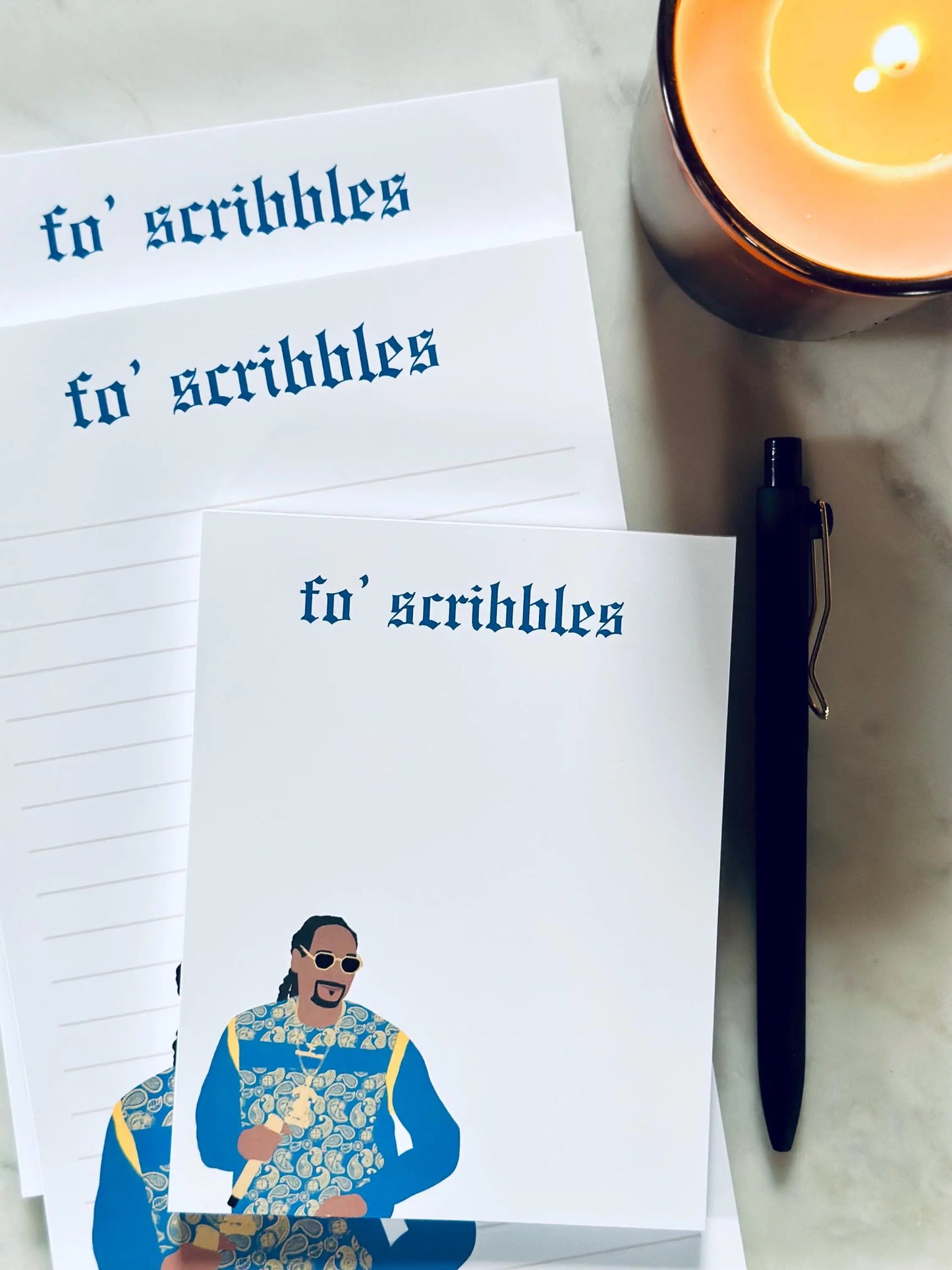 fo' scribbles Pop Culture Half (5.5x8.5") & Quarter Page Notepad, Rap Inspired Notepad