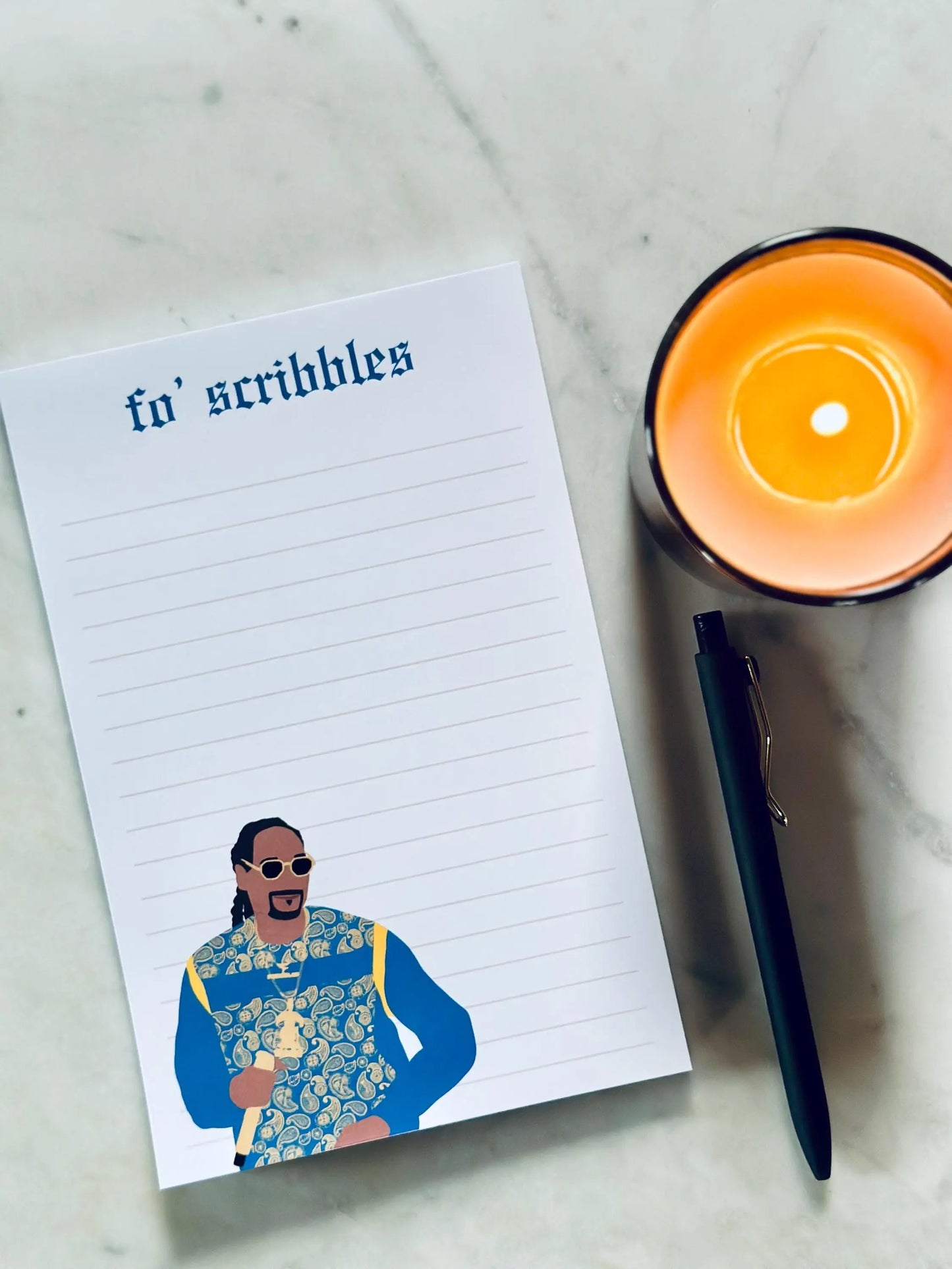 fo' scribbles Pop Culture Half (5.5x8.5") & Quarter Page Notepad, Rap Inspired Notepad