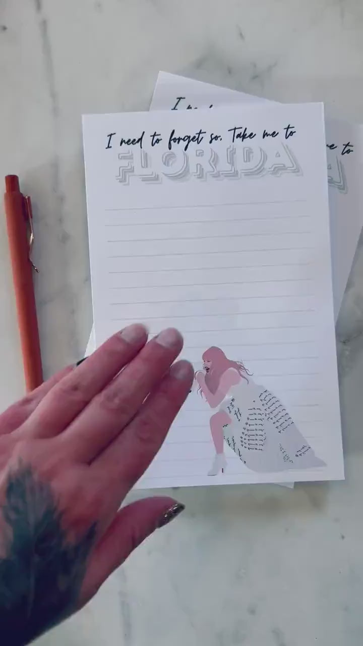 Half & Quarter Page Pop Culture Notepad, Florida!!! To Do List, I need to Forget so Take me to Florida!!!,Eras Merch Swiftie Stationary Gift