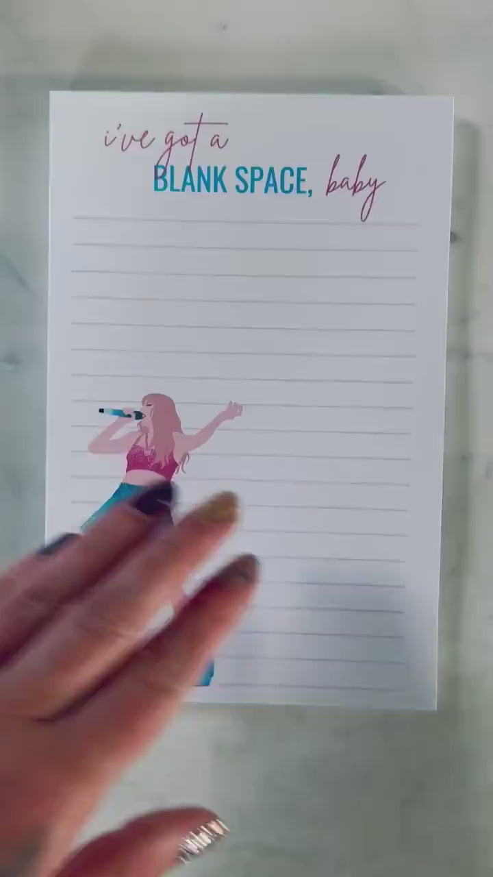 Half & Quarter Page Pop Culture Notepad, I've Got A Blank Space Baby To Do List, 1989 Inspired Merch, Eras Swiftie Stationary Gift