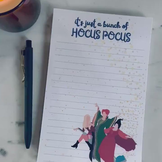 It's Just a Bunch of Hocus Pocus Notepad, Witchy Full & Quarter Page Notepad, Halloween Spooky Notepad, 50 Page Notepad or To-Do List