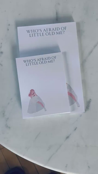 Pop Culture Queen Quarter Page Notepad, TTPD Notepad, Who's Afraid of Little old Me? Notepad, Eras Merch, 5.5x4.25 50 Page Notepad