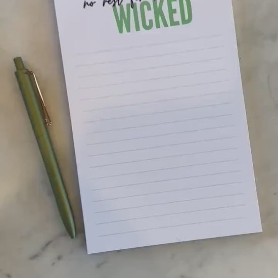 No Rest for the Wicked Full & Quarter Page Notepad, Fall/Halloween A5 Notepad, 50 Page Notepad or To-Do List