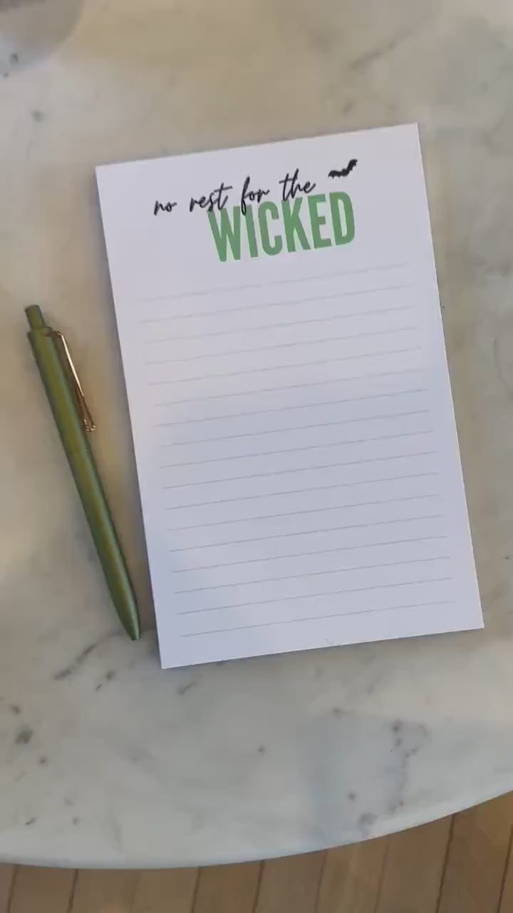 No Rest for the Wicked Full & Quarter Page Notepad, Fall/Halloween A5 Notepad, 50 Page Notepad or To-Do List