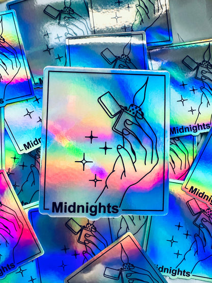 Swift Inspired Holographic Midnights Sticker, Midnights Lighter, Eras Album Inspired Sticker, Midnights Vinyl Sticker, 3" laptop sticker maedaymaedaymaeday