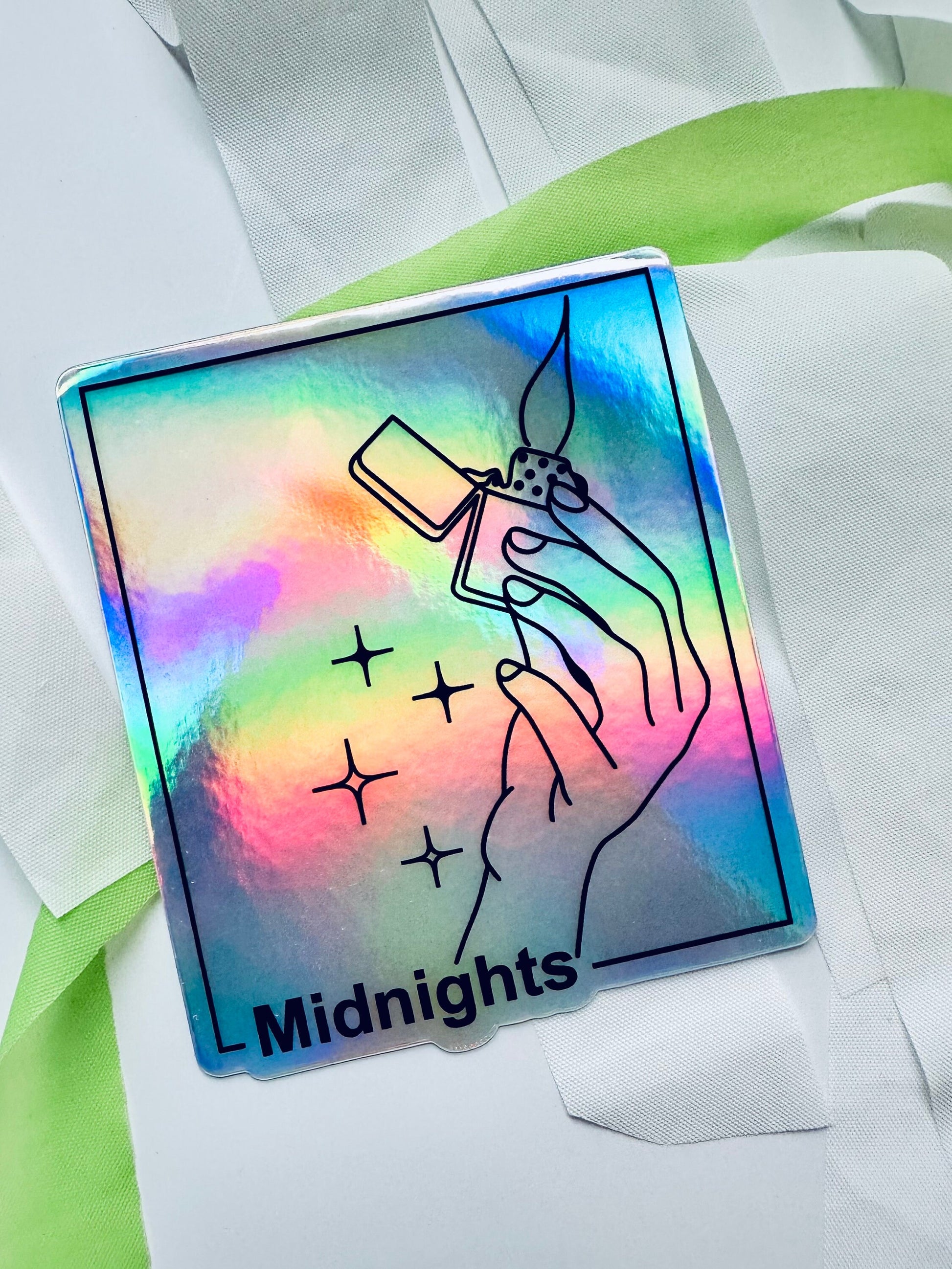 Swift Inspired Holographic Midnights Sticker, Midnights Lighter, Eras Album Inspired Sticker, Midnights Vinyl Sticker, 3" laptop sticker maedaymaedaymaeday