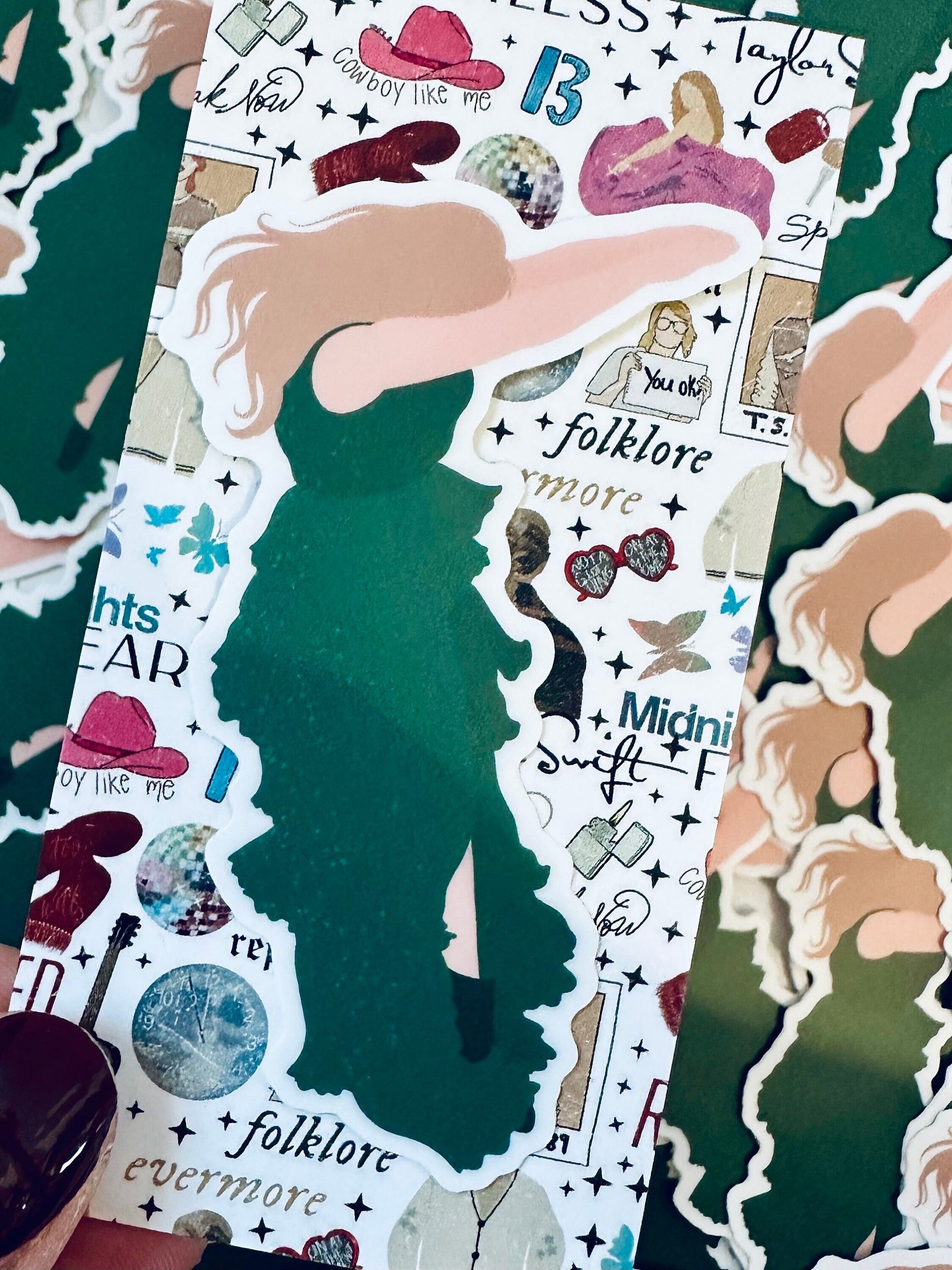 Eras Surprise Song Green Cap Sleeve Dress Sticker, A Sticker for Every Era | Stage Dive Eras Surprise Song Green Cap Sleeve Dress Sticker, A Sticker for Every Era | Stage Dive